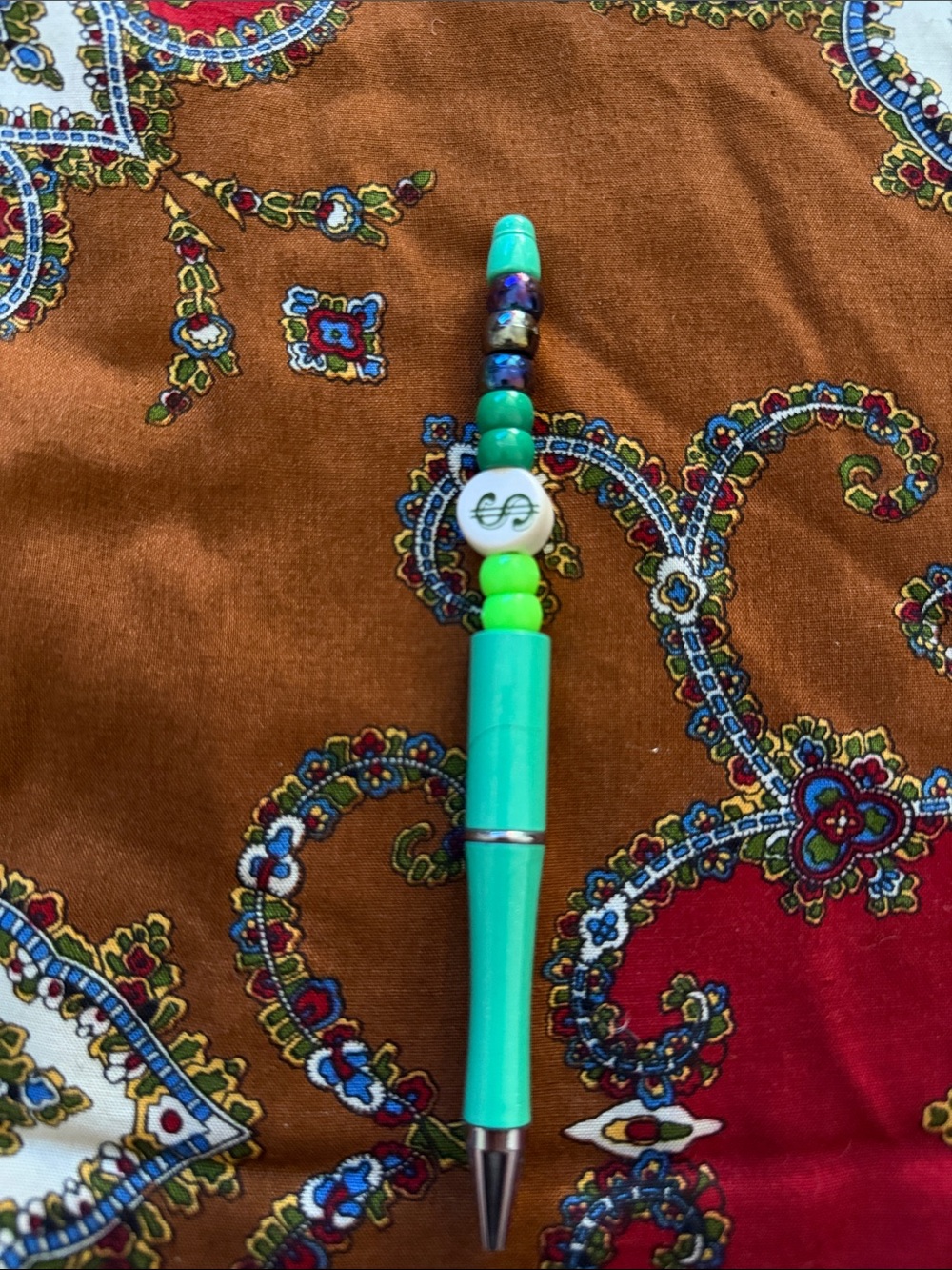 Turquoise Beaded Retractable Pen - Brand: 3/$10